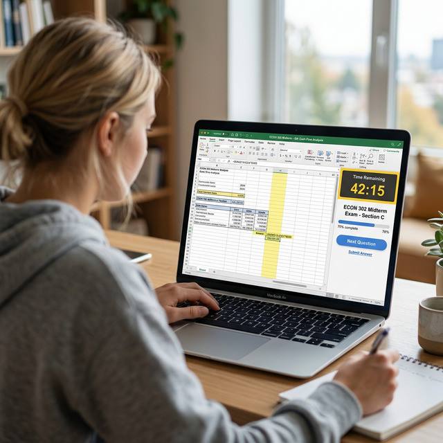 Student attending Practical Excel Exam